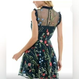 City Studio Juniors Navy Floral Embroidered Mini Dress, Size 11